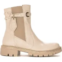 MACIEJKA Damen Stiefel aus Naturleder Beige mit Reißverschluss, runder Spitze und 4 cm Absatz