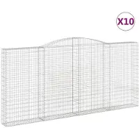 vidaXL Gabionen mit Hochbogen 10Stk. 400x30x180/200cm Verzinktes Eisen