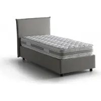 Talamo Italia Einzelbett Catia, Containerbett mit Stoffbespannung, 100% Italy, Frontöffnung, inklusive Matratze Cm 80x200, Grau