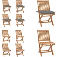 vidaXL Klappbare Gartenstühle mit Kissen 4 Stk. Massivholz Teak - Gartenstuhl - Gartenstühle - Holzstuhl - Holzstühle