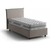 Talamo Italia Einzelbett Chiaraluna, Containerbett mit Stoffbespannung, 100% Italy, Frontöffnung, mit Matratze Cm 90x190 enthalten, Turteltaube