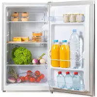 Primo PR122FR Tischkühlschrank - 88 Liter Fassungsvermögen - Silber - - Freistehender Tischkühlschrank