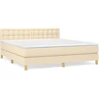 vidaXL Boxspringbett mit Matratze Creme 160x200 cm Stoff