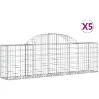 vidaXL Gabionen mit Hochbogen 5 Stk. 200x30x60/80 cm Verzinktes Eisen
