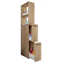 VCM Holz Badezimmerschrank | Badmöbel | Nischenschrank | Raumteiler mit zwei Schubladen | Hochschrank | Maße ca. H. 183 x B. 25 x T. 50 cm - Sadilo XL