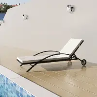 vidaXL "im Angebot" Sonnenliege - für den Garten - 1 Person - mit Polster & Rollen Poly Rattan Schwarz - Gartenliegen CC19827