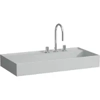 Laufen Kartell Waschtisch, unterbaufähig, Ablage links, 2 Hahnlöcher, ohne Überlauf, 900x460mm, H8103397598151, Farbe: Grau matt