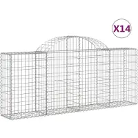 vidaXL Gabionen mit Hochbogen 14 Stk. 200x30x80/100cm Verzinktes Eisen