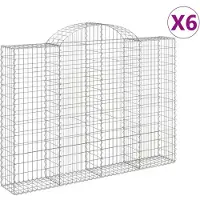 vidaXL Möbel Gabionen-Hochbeet - Blumenkasten - mit Hochbogen 6er-set - multifunktional& Moderne - 200x30x140/160cm Verzinktes Eisen - Beete Einfacher Aufbau CLORIS5789071