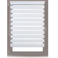 Relaxdays 2 x Doppelrollo Klemmfix ohne bohren, Seitenzugrollo mit Streifen, Duo-Rollo für Fenster, Stoff 106x156 cm, weiß