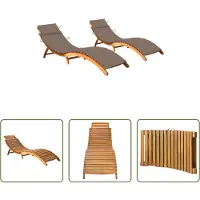 The Living Store Sonnenliegen 2 Stk. mit Auflagen Massivholz Akazie