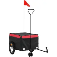 Syfax Fahrradanhänger Schwarz und Rot 45 kg Eisen