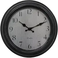 Clayre & Eef Wanduhr Ø 30x4 cm Schwarz Grau Kunststoff