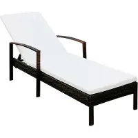 Syfax Sonnenliege mit Auflage Poly Rattan Braun