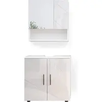 Vicco Badmöbel-Set Irma Weiß Hochglanz 2 Teile, Unterschrank 60 cm, Model 34673
