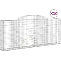 vidaXL Gabionen mit Hochbogen 10 Stk 300x30x120/140cm Verzinktes Eisen