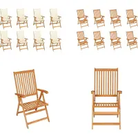 vidaXL Garten Liegestühle mit Kissen 8 Stk. Massivholz Teak - Gartenstuhl - Gartenstühle - Garten-Liegestuhl - Garten-Liegestühle