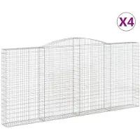 vidaXL Gabionen mit Hochbogen 4 Stk. 400x30x180/200cm Verzinktes Eisen
