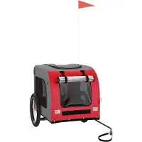 Syfax Fahrradanhänger Hunde Rot und Grau Oxford-Gewebe & Eisen