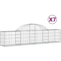 vidaXL Gabionen mit Hochbogen 7 Stk. 200x30x40/60 cm Verzinktes Eisen