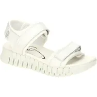 Ecco Sandalette "GRUUV SOL W", Damen, Gr. 39, Textil, weiß, Leder, Schuhe Sandalette, Plateau, Sommerschuh, Sandalette mit praktischem Klettverschluss