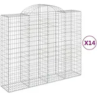 vidaXL Gabionen mit Hochbogen 14Stk. 200x50x160/180cm Verzinktes Eisen