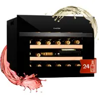 Klarstein Einbau-Weinkühlschrank, 1 Zonen Getränkekühlschrank Klein, Kleiner Weinschrank 51L, Wein-Kühlschrank Klein mit Glastür, Indoor/Outdoor Flaschenkühlschrank, Wine Fridge 24 Flaschen