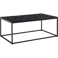 Wohnling Couchtisch 100x60x40 cm mit Marmor Optik Schwarz Wohnzimmertisch mit Metall-Gestell Sofatisch Eckig Tisch Wohnzimmer Beistelltisch