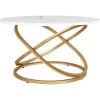 Vicco Couchtisch Calgary Weiß/Gold 79.5 x 46 cm mit großer Arbeitsfläche, Model 41528