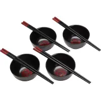 Excellent houseware Sushi-Set 8-teilig , Keramik/Bambus, schwarz