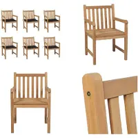 vidaXL Gartenstühle 6 Stk. mit Schwarzen Kissen Massivholz Teak - Gartenstuhl - Gartenstühle - Gartensessel - Holzstuhl