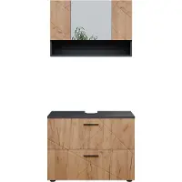 Vicco Badmöbel-Set Irma Goldkraft Eiche/Anthrazit 2 Teile, Unterschrank 80 cm, Model 39594