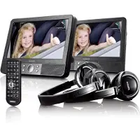 Lenco MES-415 + Sony Filmpaket - 9 Inch Tragbarer DVD-Player mit Doppel-Bildschirm - USB/SD - 5 DVD's - Schwarz