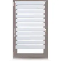 Relaxdays Doppelrollo Klemmfix ohne bohren, Seitenzugrollo mit Streifen, Duo-Rollo für Fenster, Stoff 76x156 cm, weiß