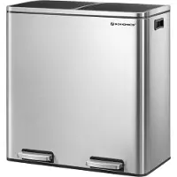 Songmics Mülleimer Mülltrennsystem, mit 2 Fächern, 2 x 30 L, Küche