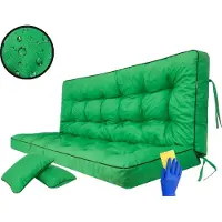 Hobbygarden Schaukelauflage Pola 180 cm – große Auflage für Schaukel & Bank, 8–10 cm dick, pflegeleicht, inkl. 2 Kissen