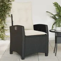 vidaXL "2026 Promotion" Gartensessel Verstellbar mit Kissen Schwarz Poly Rattan - Gartenstühle CC22243