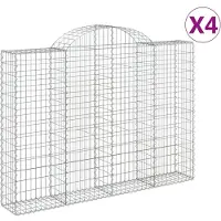 vidaXL Gabionen mit Hochbogen 4 Stk. 200x30x140/160cm Verzinktes Eisen