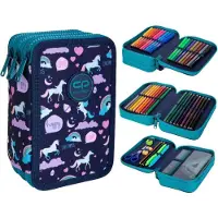 CoolPack - JUMPER 3 - Dreifach-Federmäppchen mit Zubehör - HAPPY UNICORN