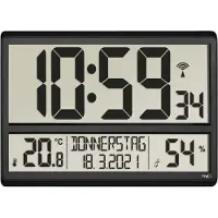 TFA-Dostmann Digitale XL-Funkuhr mit Raumklima und Wochentaganzeige, 60.4520.01,