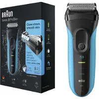 Braun Series 3 3010 Wet & Dry, Folienschaber, Schwarz, Blau, 2 SensoFoil, 1 Middle Trimmer, LED, Akku, Nickel-Metallhydrid (NiMH)