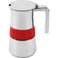 Big Buy Cooking Elegance | Italienische Kaffeemaschine, Edelstahl, Grau und Rot, 10 Tassen
