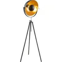 Globo Lighting Stehleuchte Metall schwarz, goldfarben, Fußtrittschalter im Kabel, Höhenverstellbar, Dreh-/Schwenkbar, ø: 690mm, H: 1790mm, Kabellänge 1800mm, exkl. 1x E27 60W 230V