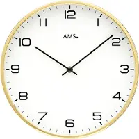 AMS W9657 Wanduhr mit messinglackiertem Metallgehäuse