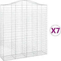 vidaXL Gabionen mit Hochbogen 7 Stk. 200x50x220/240cm Verzinktes Eisen