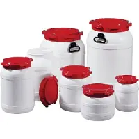 Industrial Quality Supplies Weithalsfass weiß Deckel rot 26l D.316xH.426mm Einfüllöffnung-D.204mm