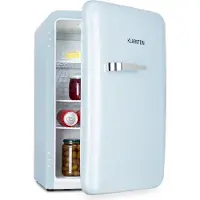 Klarstein Audrey Mini - kleiner Kühlschrank, kompakte Mini-Bar, freistehend, Kompressionskühlung, Fassungsvermögen, Kühlung: 0 - 10 °C, Mini-Kühlschrank mit 70 Liter Fassungsvermögen, blau