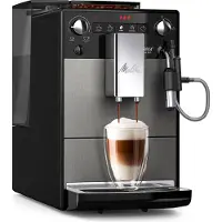 Melitta 6767843, Espressomaschine, 1,5 l, Gemahlener Kaffee, Eingebautes Mahlwerk, 1450 W, Schwarz, Grau