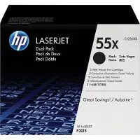HP 55X 2er-Pack Schwarz Original LaserJet Tonerkartusche mit hoher Reichweite, 25000 Seiten, Schwarz, 2 Stück(e)
