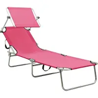 vidaXL Möbel Sonnenliege/Klappliege - Gartenmöbel - Liegestuhl - Gartenliege mit Sonnendach Stahl Rosa - In- und Outdoor CLORIS2640725